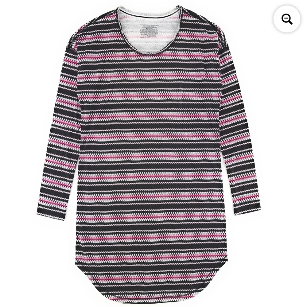 •VICTORIA'S SECRET•NWOT THE ANGEL LONG SLEEVE PINK/BLACK/WHITE SLEEP SHIRT XS